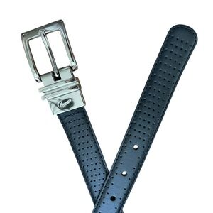 NIKE GOLF Men’s Perforated REVERSIBLE BELT Sz 38 WHITE BLACK Silver Buckle